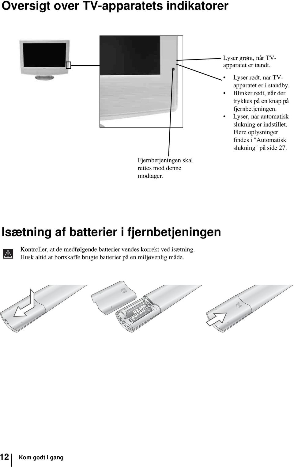 Lyser, når automatisk slukning er indstillet. Flere oplysninger findes i "Automatisk slukning" på side 27.