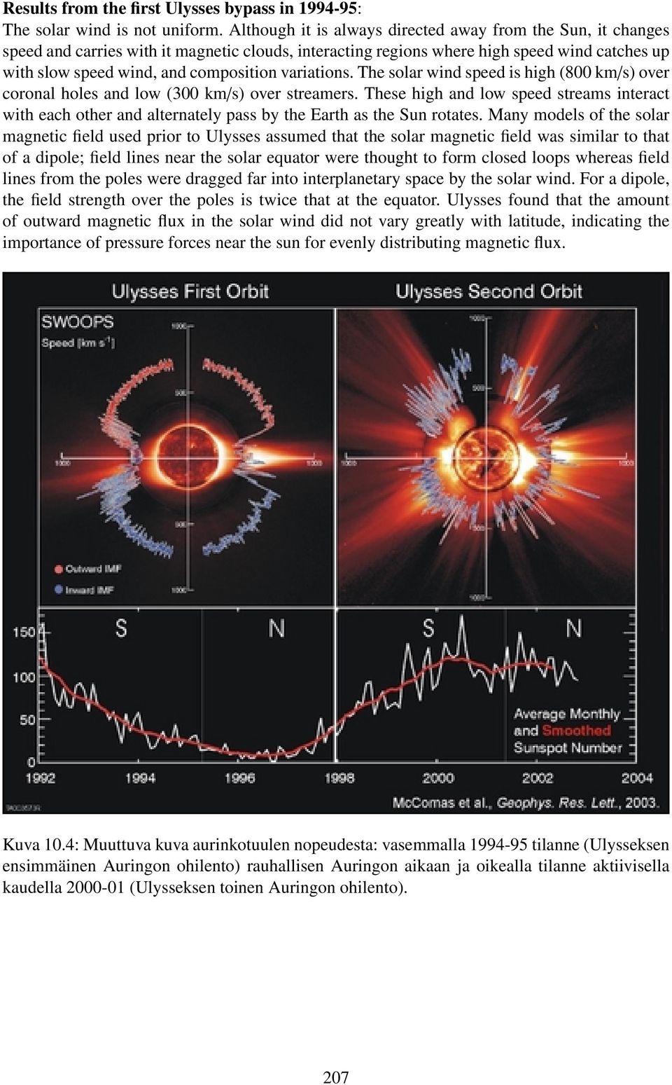 variations. The solar wind speed is high (800 km/s) over coronal holes and low (300 km/s) over streamers.