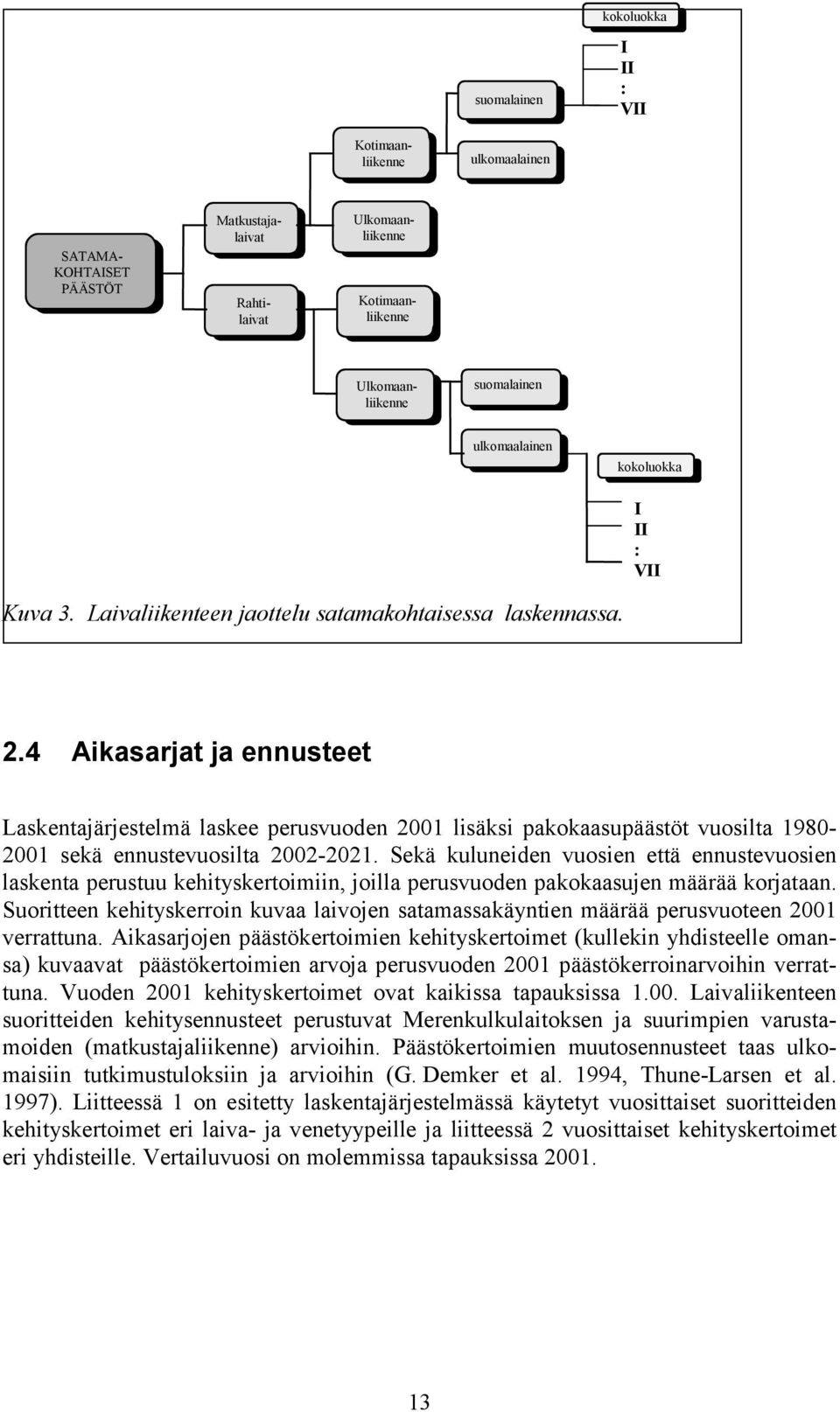 4 Aikasarjat ja ennusteet Laskentajärjestelmä laskee perusvuoden 2001 lisäksi pakokaasupäästöt vuosilta 1980-2001 sekä ennustevuosilta 2002-2021.