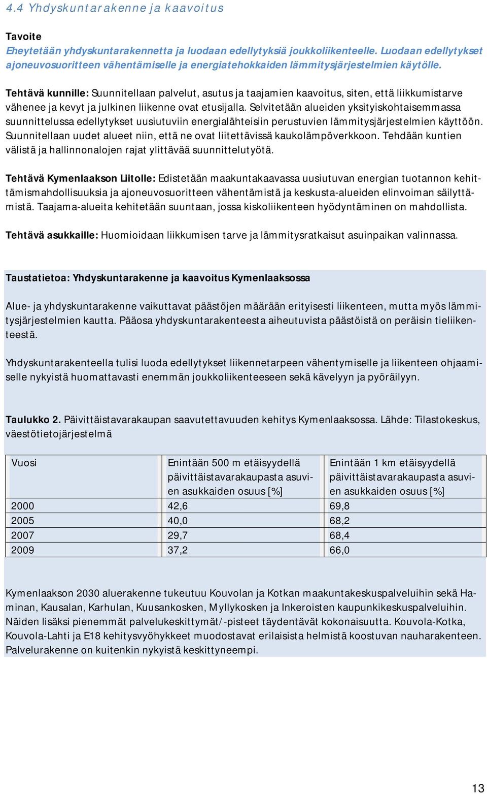 Tehtävä kunnille: Suunnitellaan palvelut, asutus ja taajamien kaavoitus, siten, että liikkumistarve vähenee ja kevyt ja julkinen liikenne ovat etusijalla.