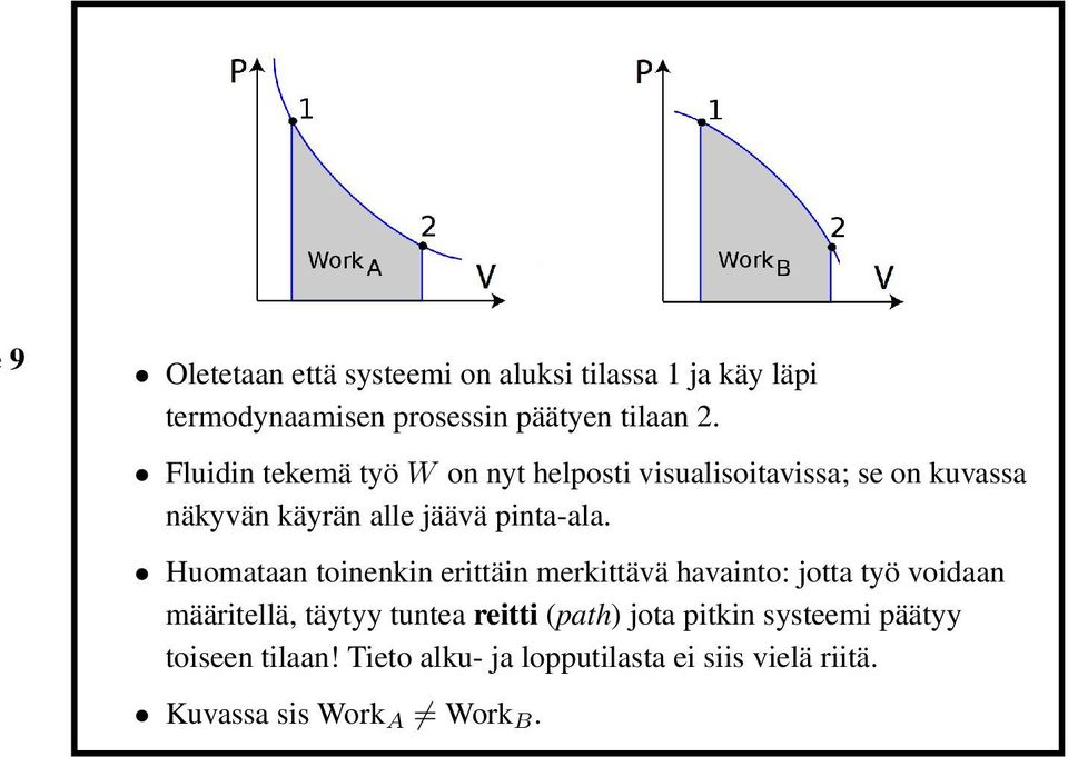 Huomataan toinenkin erittäin merkittävä havainto: jotta työ voidaan määritellä, täytyy tuntea reitti (path)