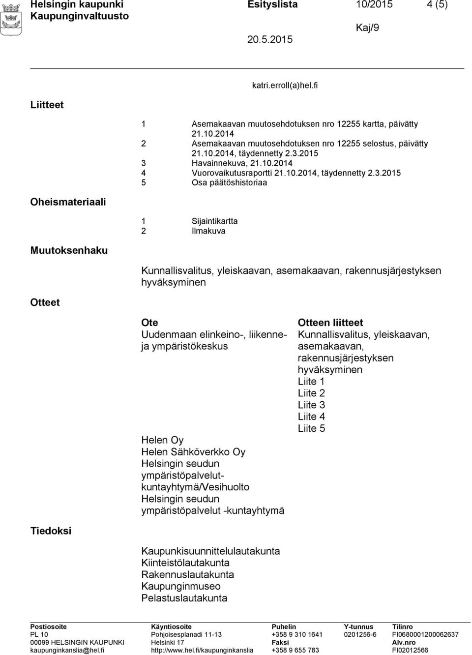 2015 3 Havainnekuva, 21.10.2014 4 Vuorovaikutusraportti 21.