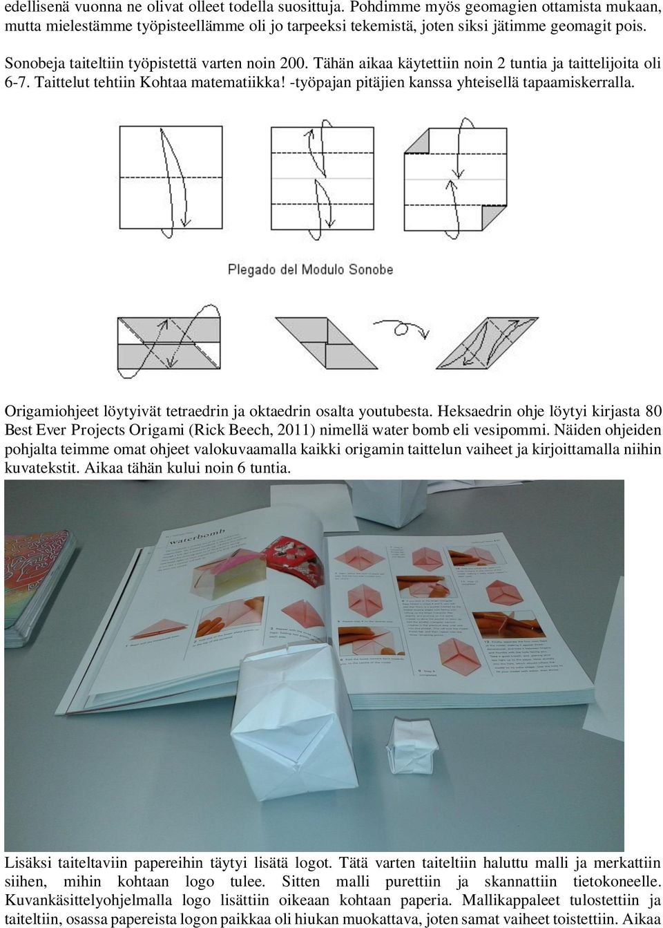 -työpajan pitäjien kanssa yhteisellä tapaamiskerralla. Origamiohjeet löytyivät tetraedrin ja oktaedrin osalta youtubesta.