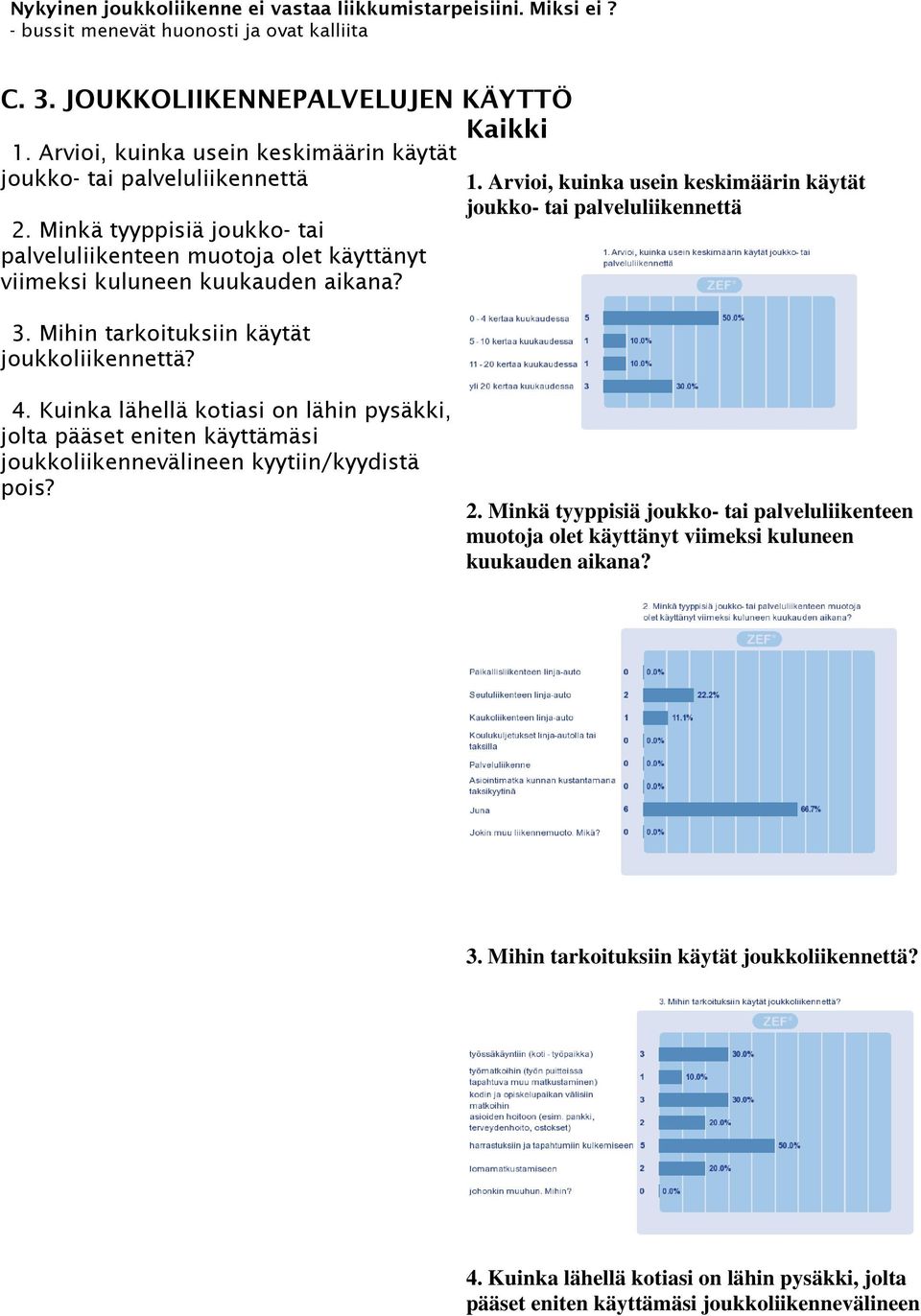 Mihin tarkoituksiin käytät joukkoliikennettä? 1. Arvioi, kuinka usein keskimäärin käytät joukko- tai palveluliikennettä 4.