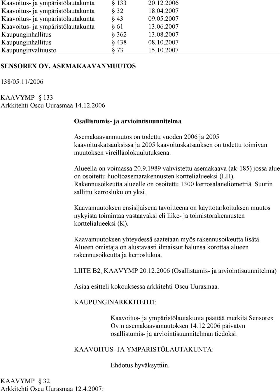 2006 KAAVYMP 32 Arkkitehti Oscu Uurasmaa 12.4.