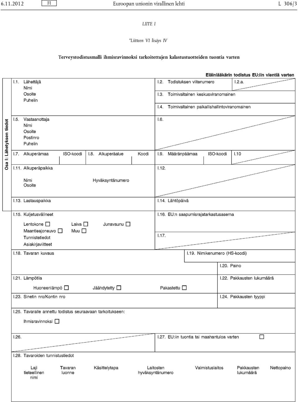 IV Terveystodistusmalli ihmisravinnoksi