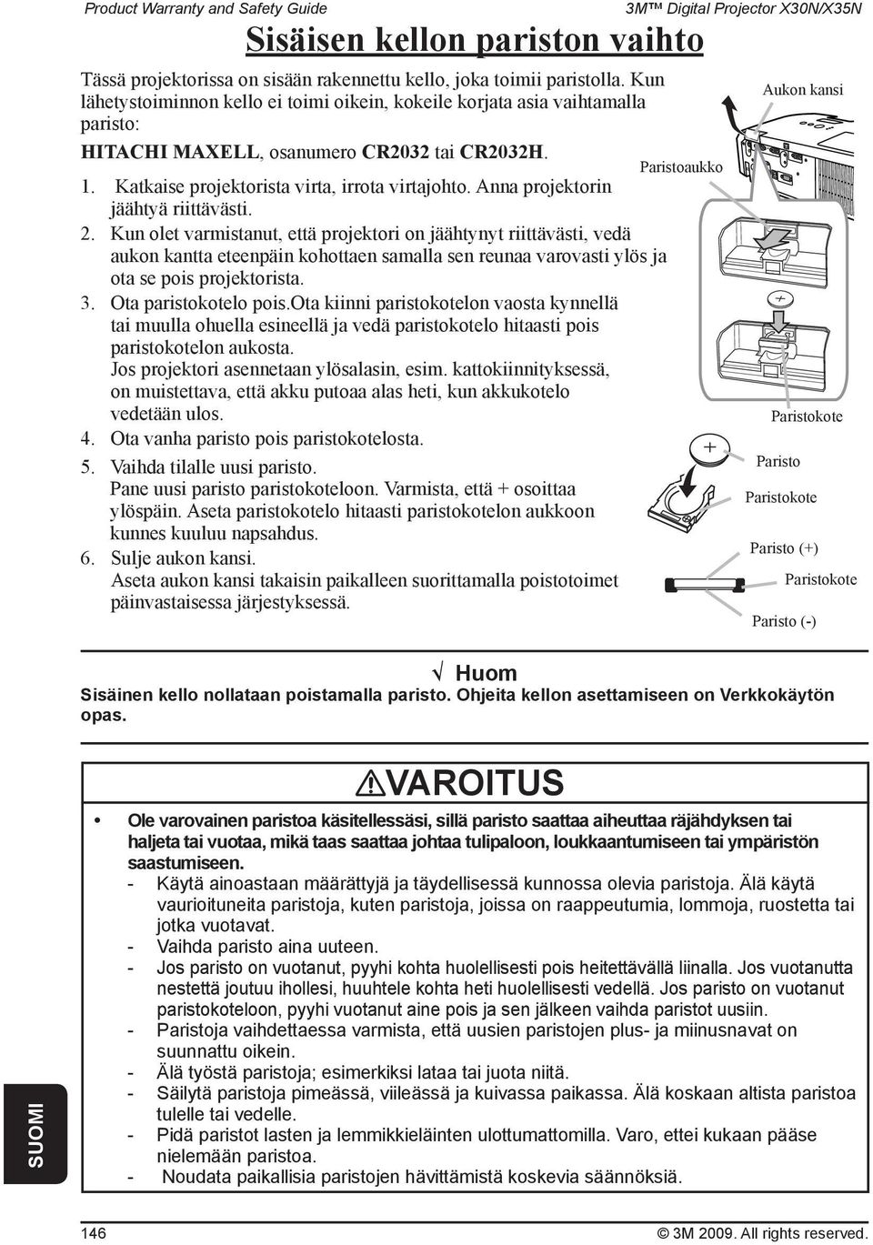 Anna projektorin jäähtyä riittävästi. 2.