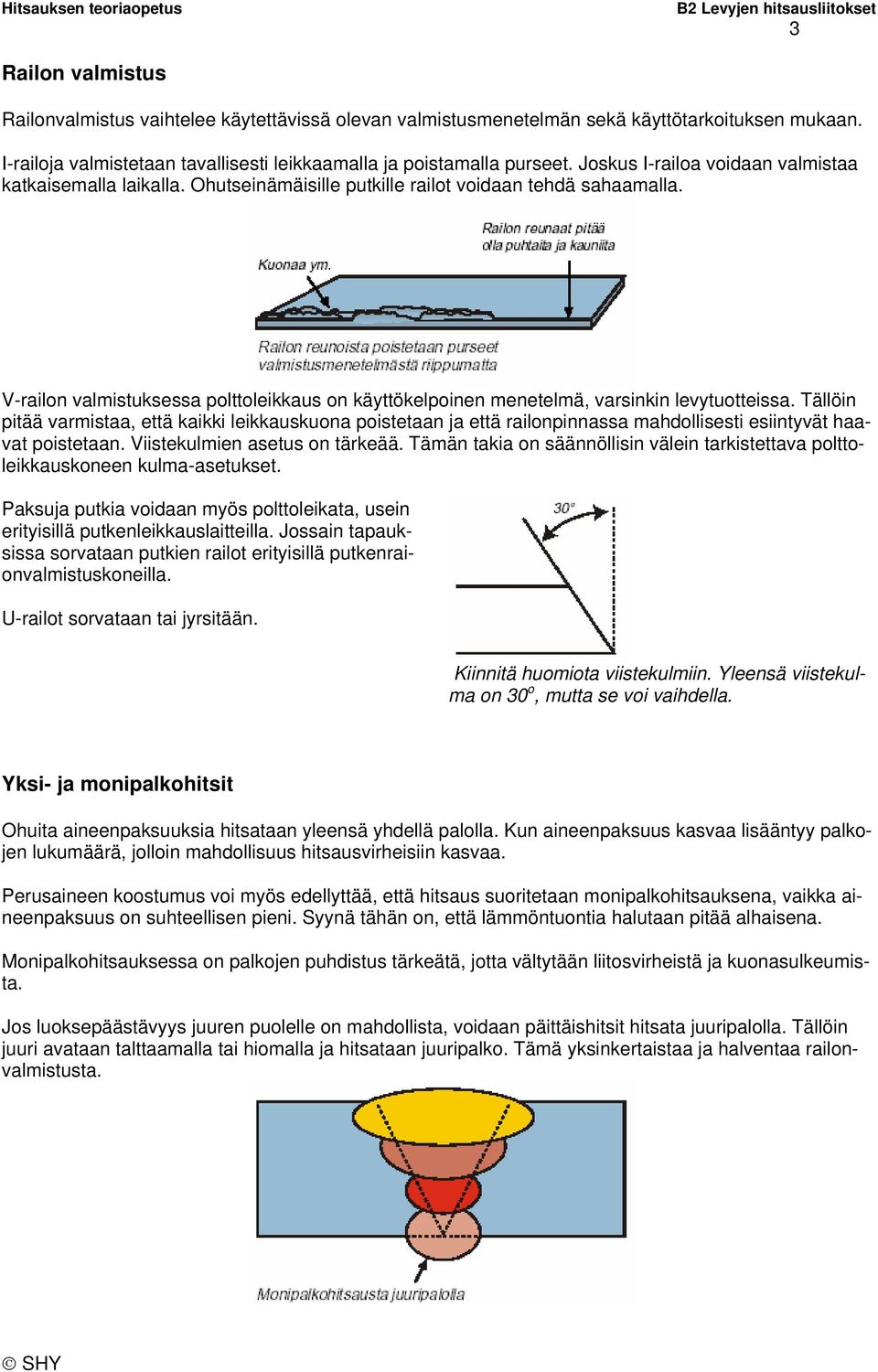 V-railon valmistuksessa polttoleikkaus on käyttökelpoinen menetelmä, varsinkin levytuotteissa.