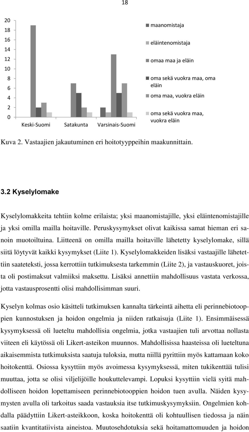 2 Kyselylomake Kyselylomakkeita tehtiin kolme erilaista; yksi maanomistajille, yksi eläintenomistajille ja yksi omilla mailla hoitaville.