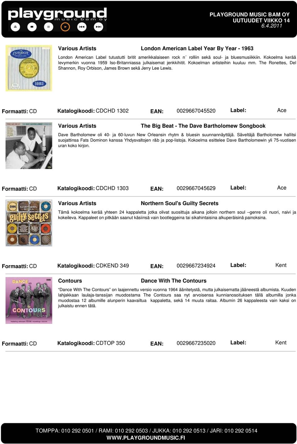 Formaatti: CD Katalogikoodi: CDCHD 1302 EAN: 0029667045520 Label: Ace Various Artists The Big Beat - The Dave Bartholomew Songbook Dave Bartholomew oli 40- ja 60-luvun New Orleansin rhytm & bluesin
