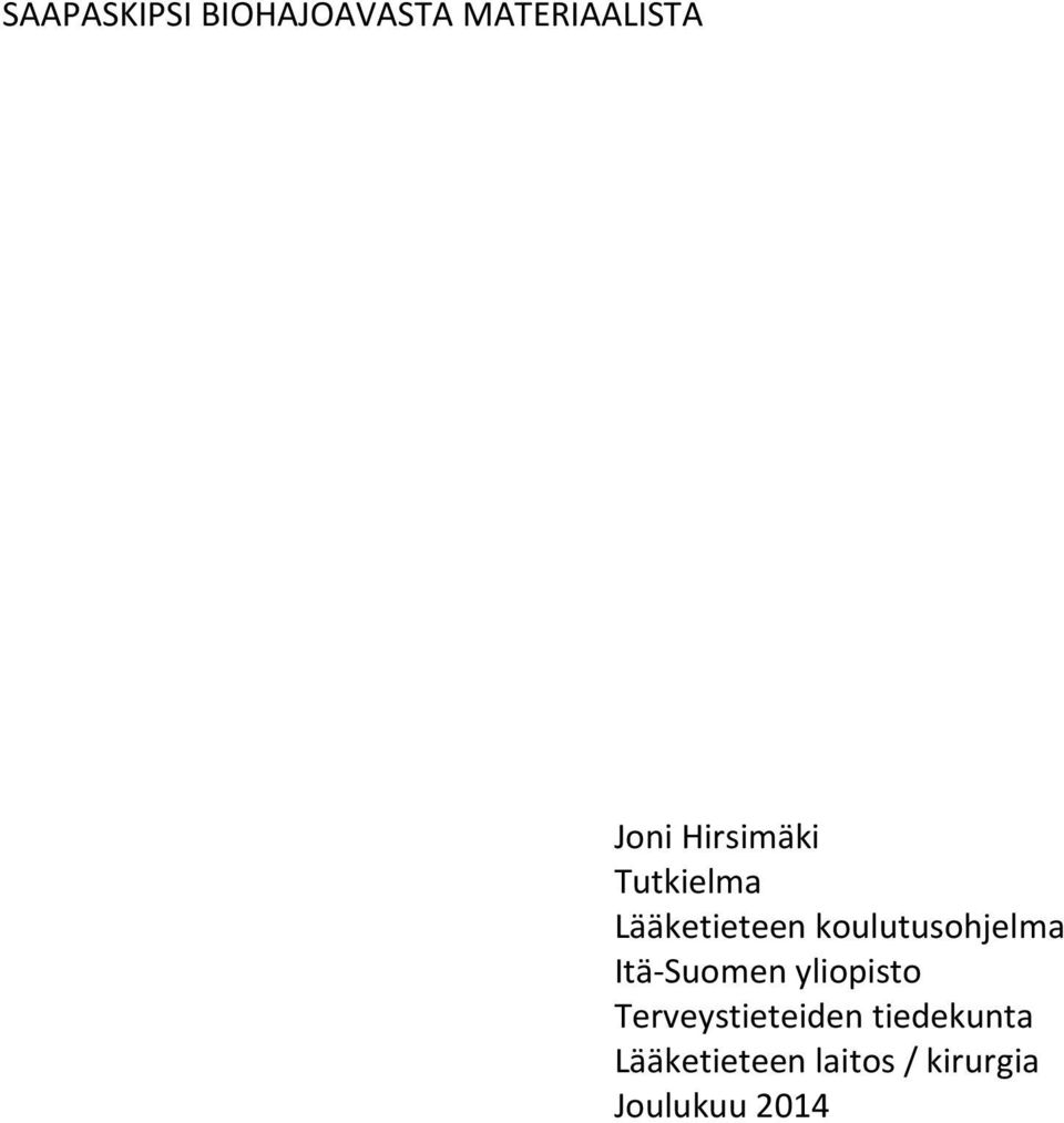 koulutusohjelma Itä Suomen yliopisto