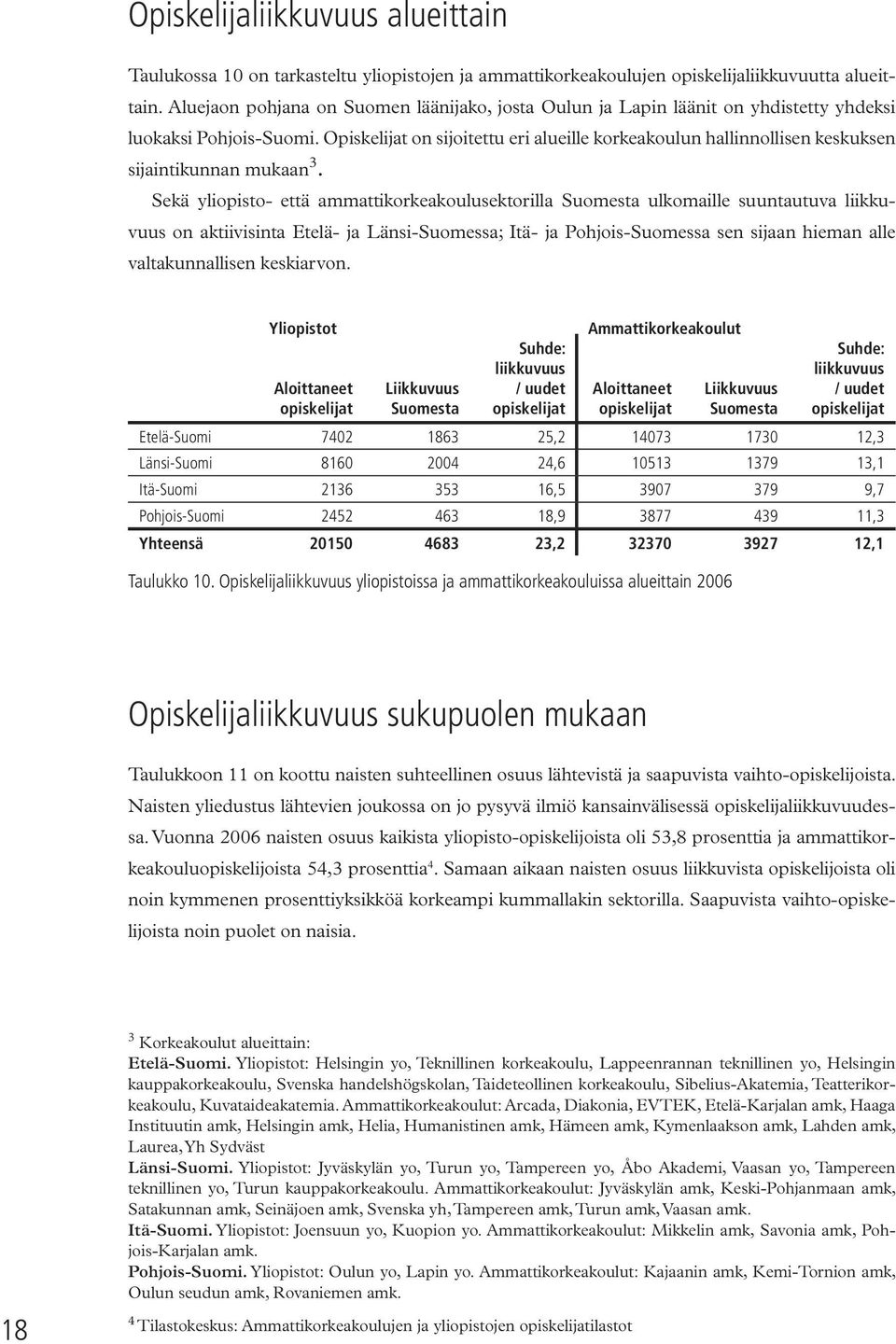 Opiskelijat on sijoitettu eri alueille korkeakoulun hallinnollisen keskuksen sijaintikunnan mukaan 3.