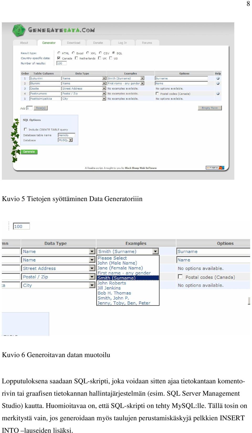 hallintajärjestelmän (esim. SQL Server Management Studio) kautta.