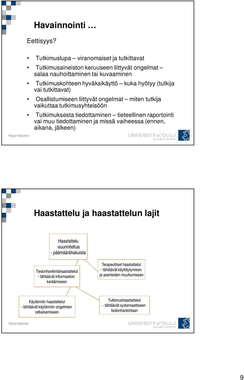 Osallistumiseen liittyvät ongelmat miten tutkija vaikuttaa tutkimusyhteisöön Tutkimuksesta tiedottaminen tieteellinen raportointi vai muu tiedottaminen ja missä vaiheessa (ennen, aikana,