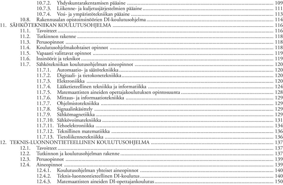 .. 118 11.5. Vapaasti valittavat opinnot... 119 11.6. Insinöörit ja teknikot... 119 11.7. Sähkötekniikan koulutusohjelman aineopinnot... 120 11.7.1. Automaatio- ja säätötekniikka... 120 11.7.2. Digitaali- ja tietokonetekniikka.