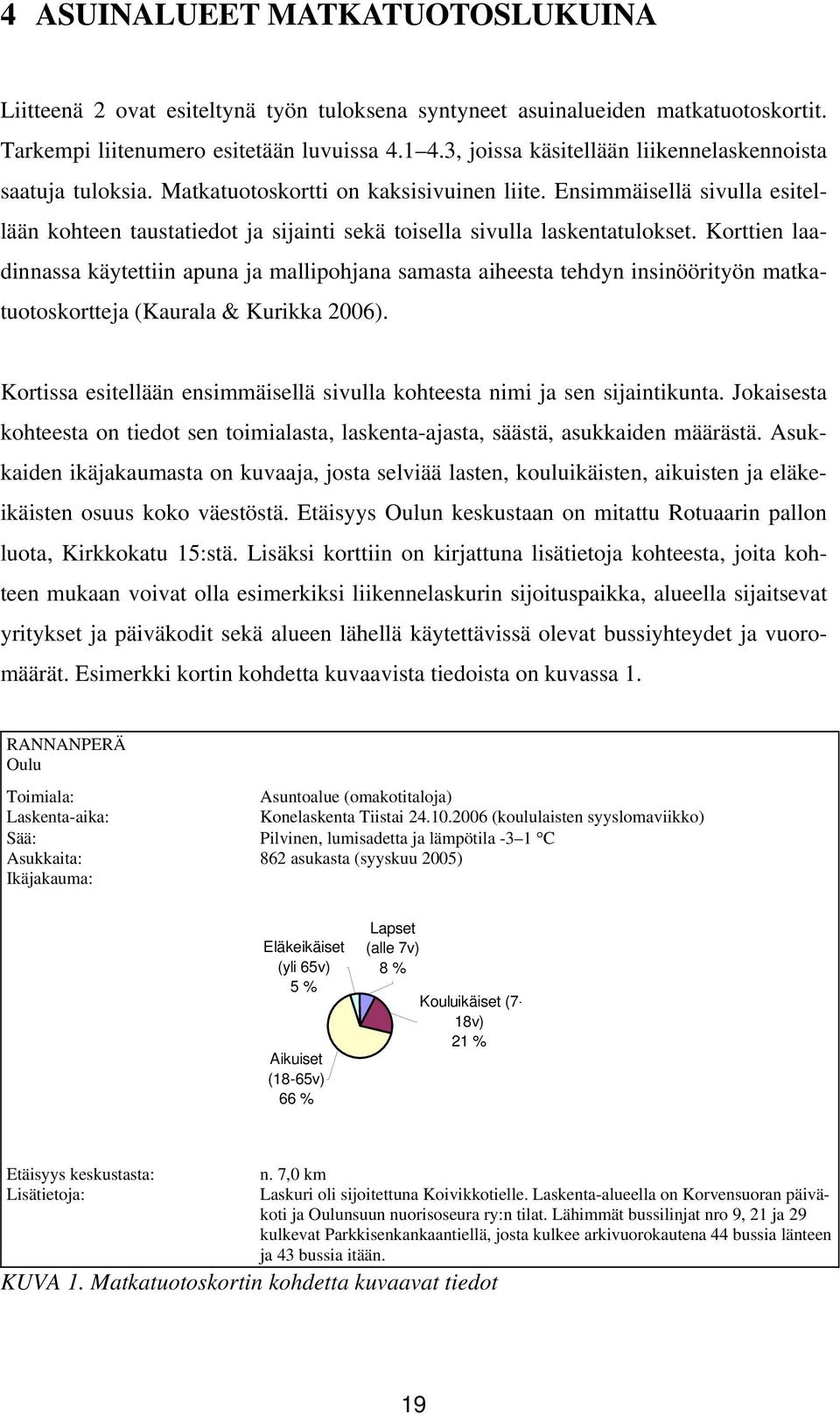 Ensimmäisellä sivulla esitellään kohteen taustatiedot ja sijainti sekä toisella sivulla laskentatulokset.