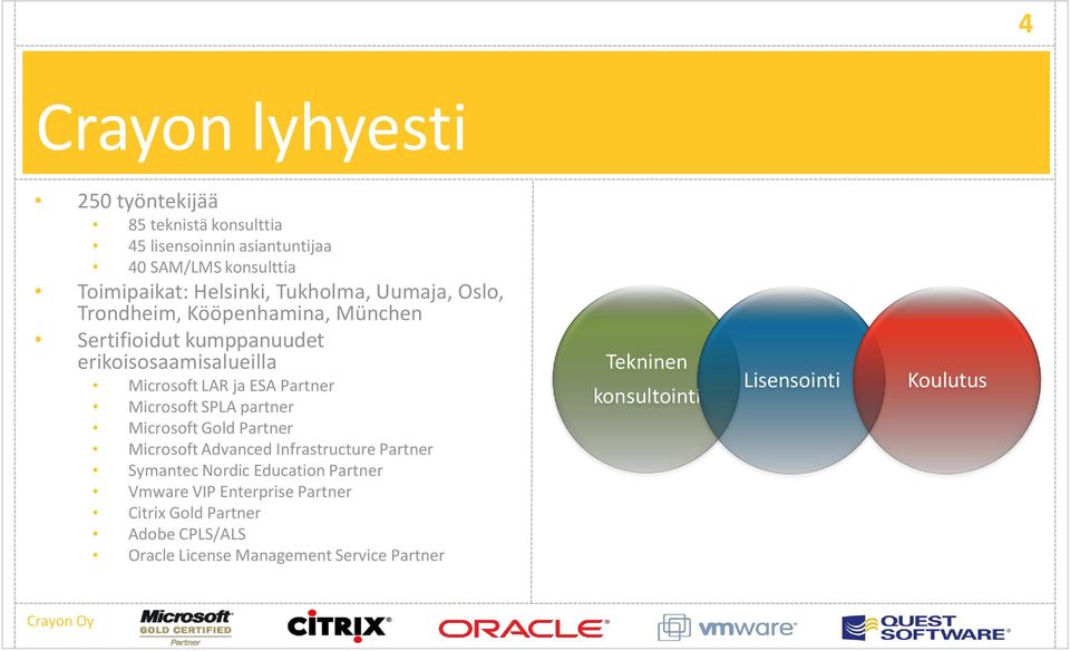 Microsoft SPLA partner Microsoft Gold Partner Microsoft Advanced Infrastructure Partner Symantec Nordic Education Partner Vmware VIP