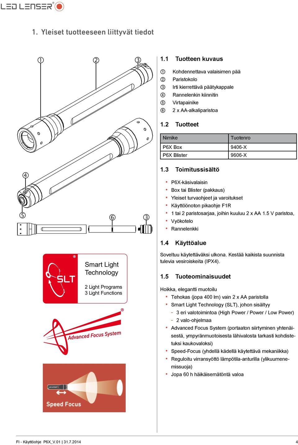 2 Tuotteet Nimike Tuotenro P6X Box 9406-X P6X Blister 9606-X 4 5 6 3 1.