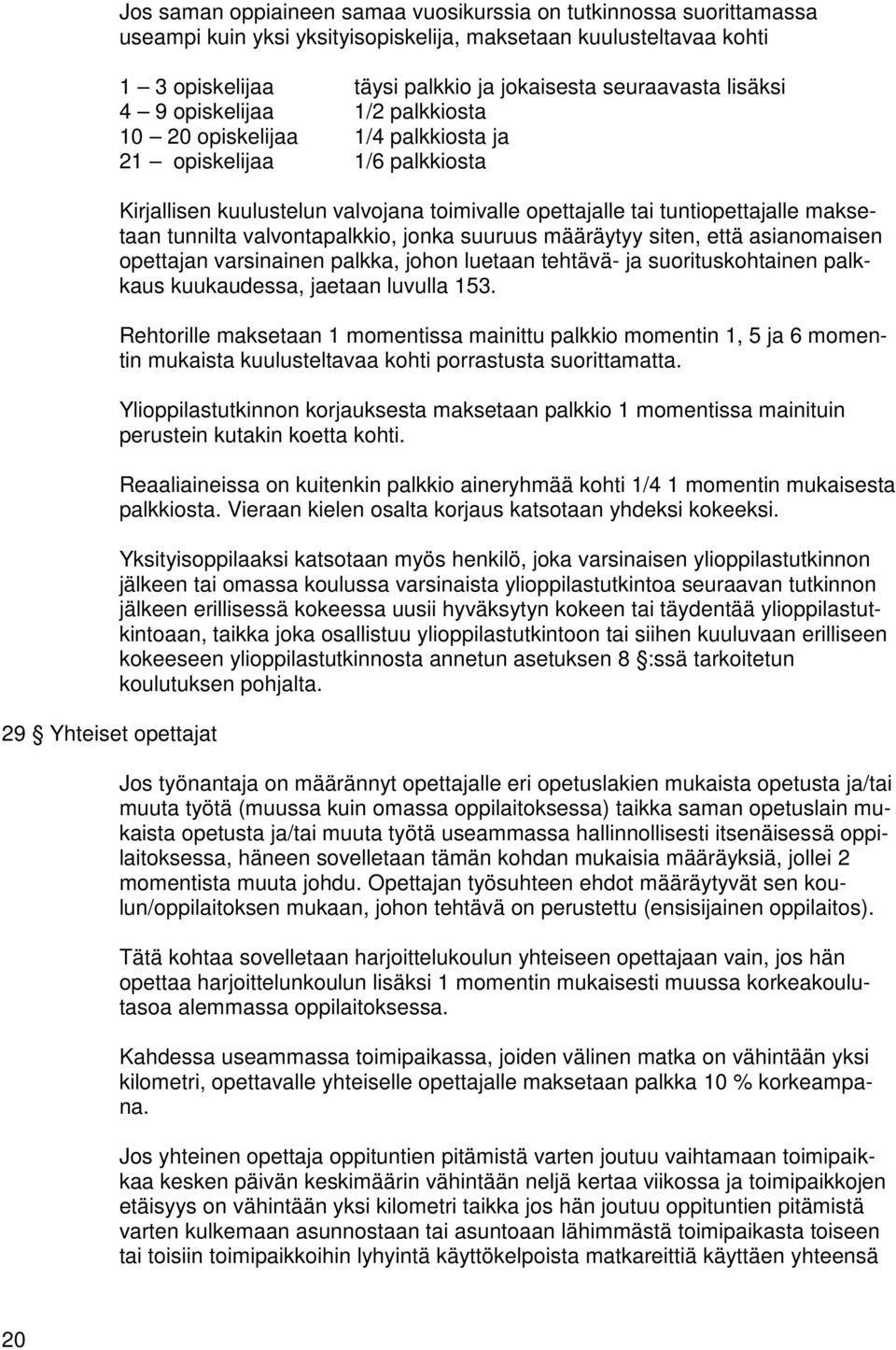 tuntiopettajalle maksetaan tunnilta valvontapalkkio, jonka suuruus määräytyy siten, että asianomaisen opettajan varsinainen palkka, johon luetaan tehtävä- ja suorituskohtainen palkkaus kuukaudessa,