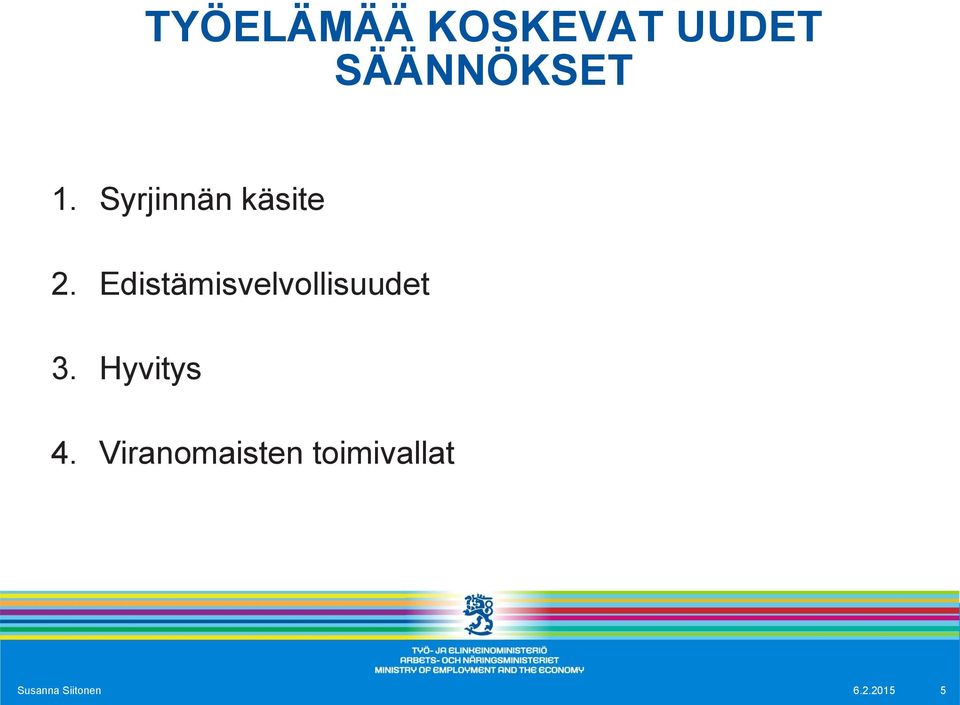 Edistämisvelvollisuudet 3. Hyvitys 4.