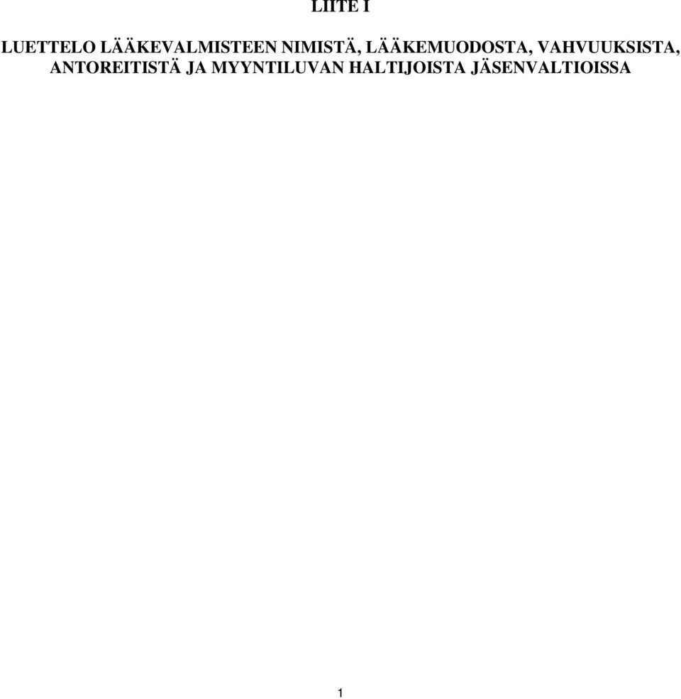 LÄÄKEMUODOSTA, VAHVUUKSISTA,