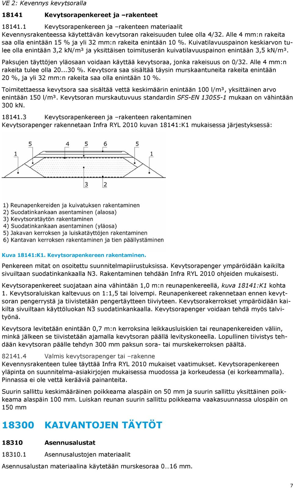 Kuivatilavuuspainon keskiarvon tulee olla enintään 3,2 kn/m³ ja yksittäisen toimituserän kuivatilavuuspainon enintään 3,5 kn/m³.