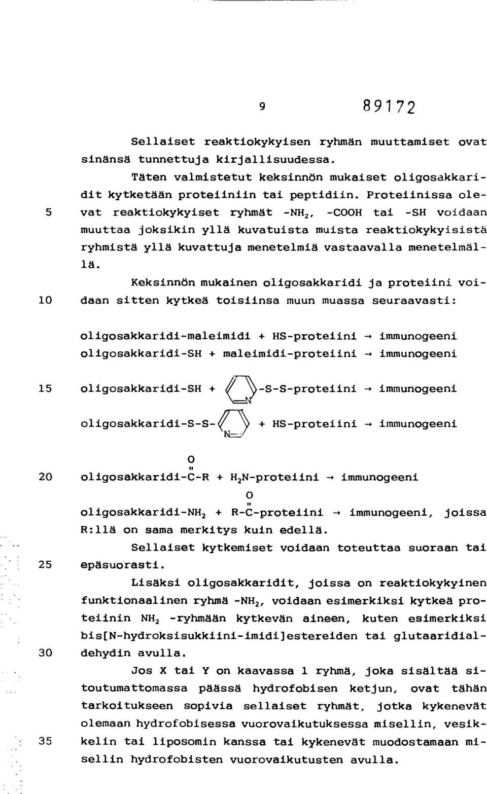 Keksinnön mukainen oligosakkaridi ja proteiini voi- 1 daan sitten kytkeä toisiinsa muun muassa seuraavasti: oligosakkaridi-maleimidi + HS-proteiini immunogeeni oligosakkaridi-sh + maleimidi-proteiini
