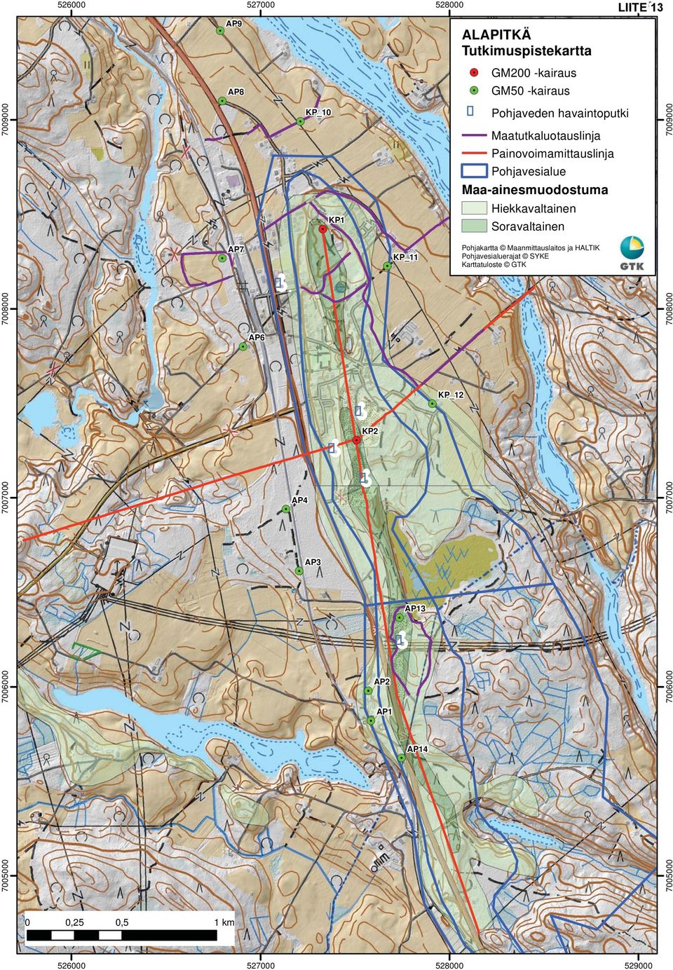 . KP1 Hiekkavaltainen Soravaltainen!. AP7!. KP_11 Pohjakartta Maanmittauslaitos ja HALTIK Pohjavesialuerajat SYKE Karttatuloste GTK!
