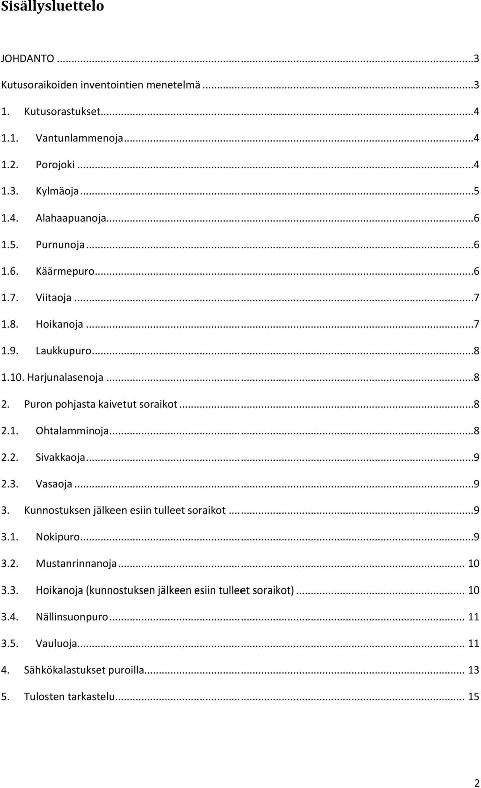 ..8 2.2. Sivakkaoja...9 2.3. Vasaoja...9 3. Kunnostuksen jälkeen esiin tulleet soraikot...9 3.1. Nokipuro...9 3.2. Mustanrinnanoja... 10 3.3. Hoikanoja (kunnostuksen jälkeen esiin tulleet soraikot).