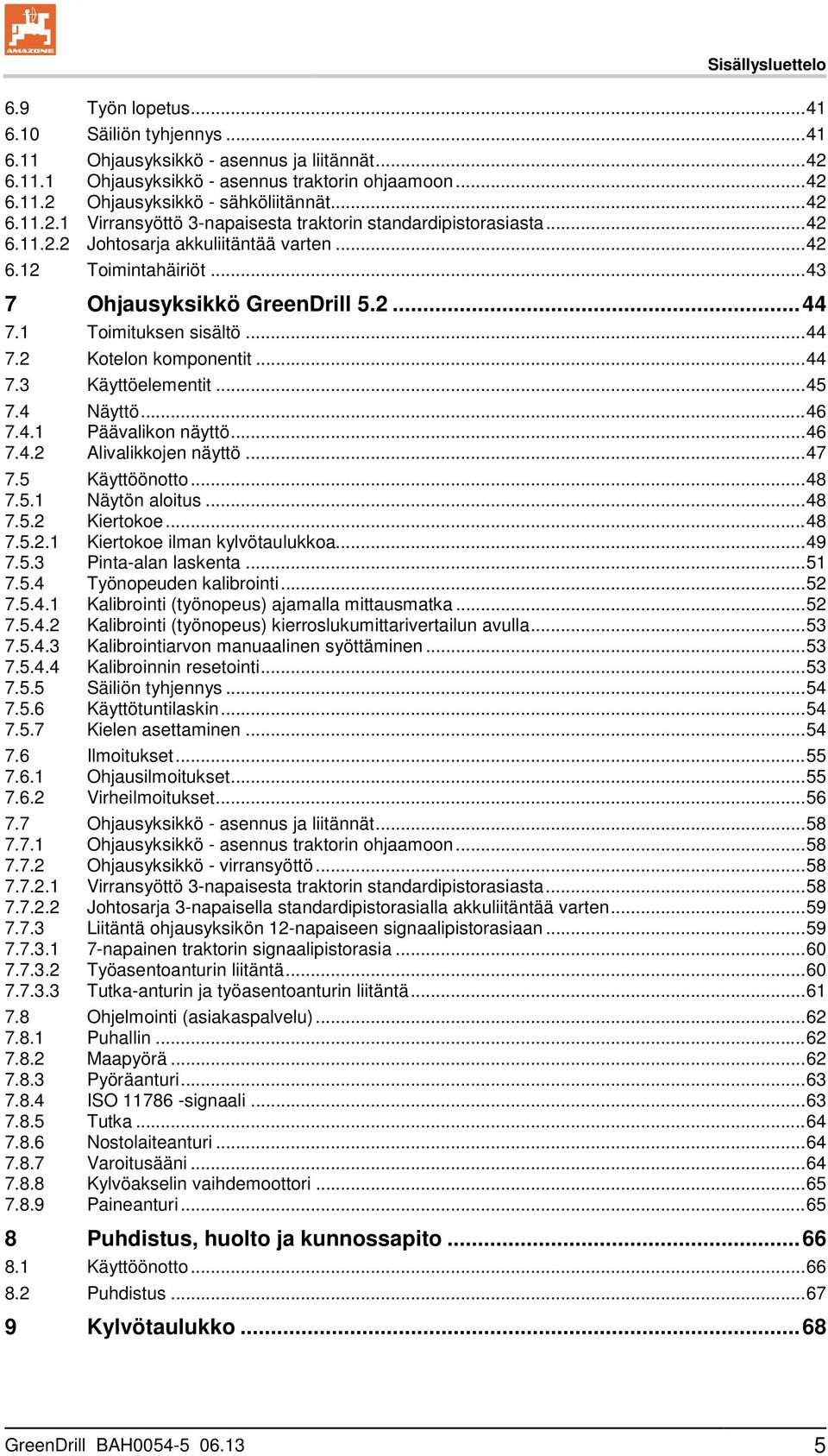 1 Toimituksen sisältö... 44 7.2 Kotelon komponentit... 44 7.3 Käyttöelementit... 45 7.4 Näyttö... 46 7.4.1 Päävalikon näyttö... 46 7.4.2 Alivalikkojen näyttö... 47 7.5 Käyttöönotto... 48 7.5.1 Näytön aloitus.