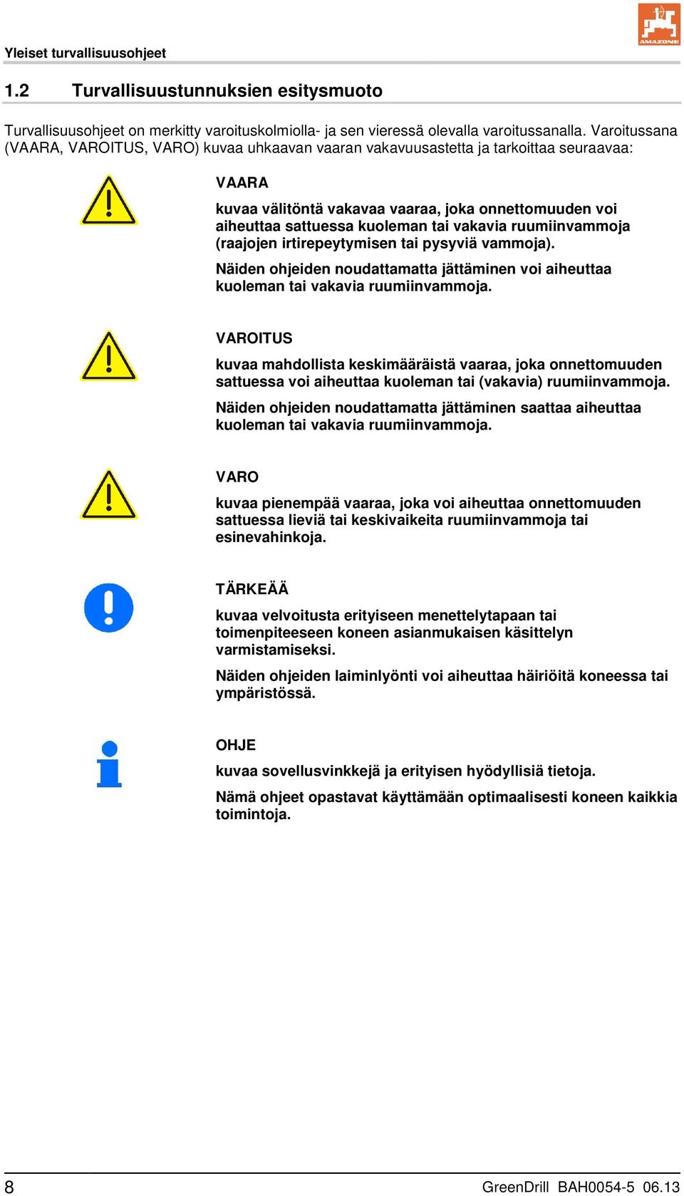 vakavia ruumiinvammoja (raajojen irtirepeytymisen tai pysyviä vammoja). Näiden ohjeiden noudattamatta jättäminen voi aiheuttaa kuoleman tai vakavia ruumiinvammoja.