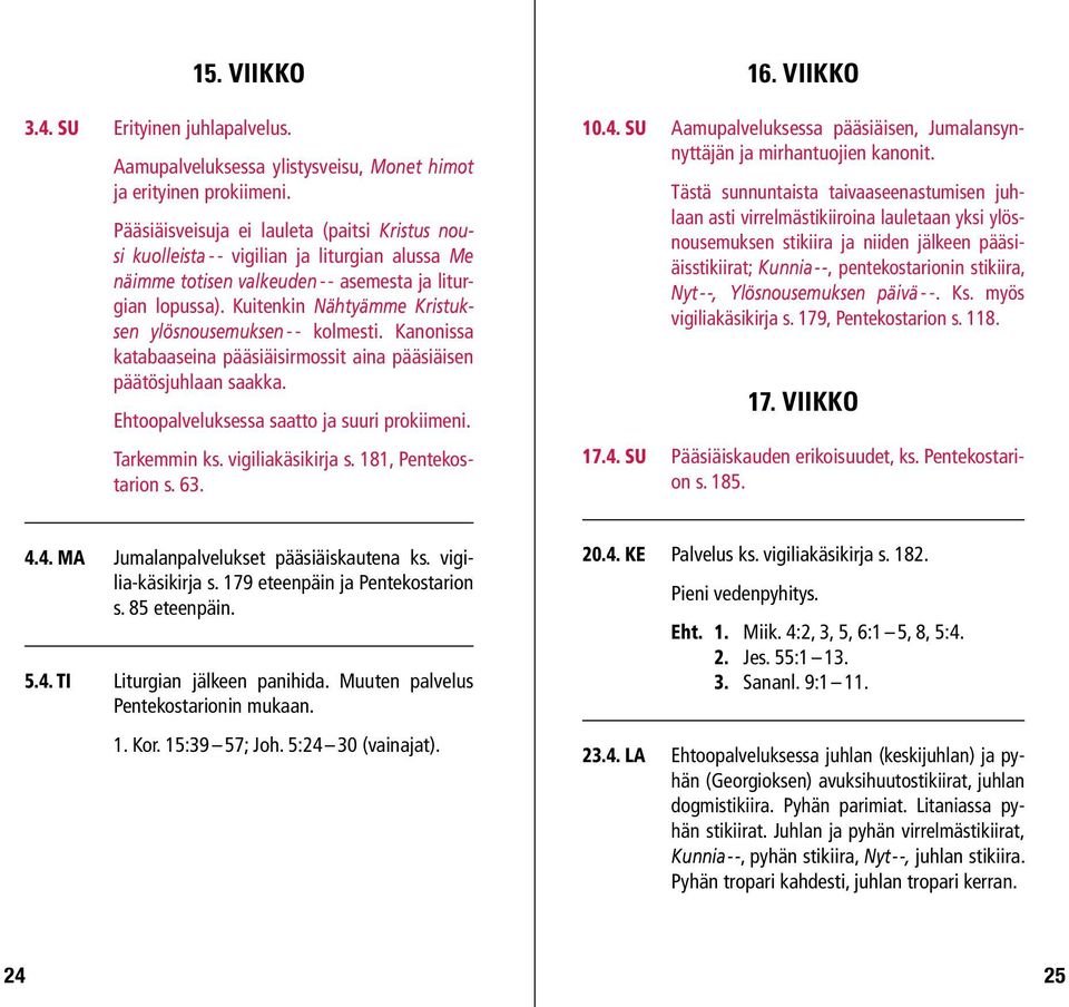 Kuitenkin Nähtyämme Kristuksen ylösnousemuksen - - kolmesti. Kanonissa katabaaseina pääsiäisirmossit aina pääsiäisen päätösjuhlaan saakka. Ehtoopalveluksessa saatto ja suuri prokiimeni. Tarkemmin ks.