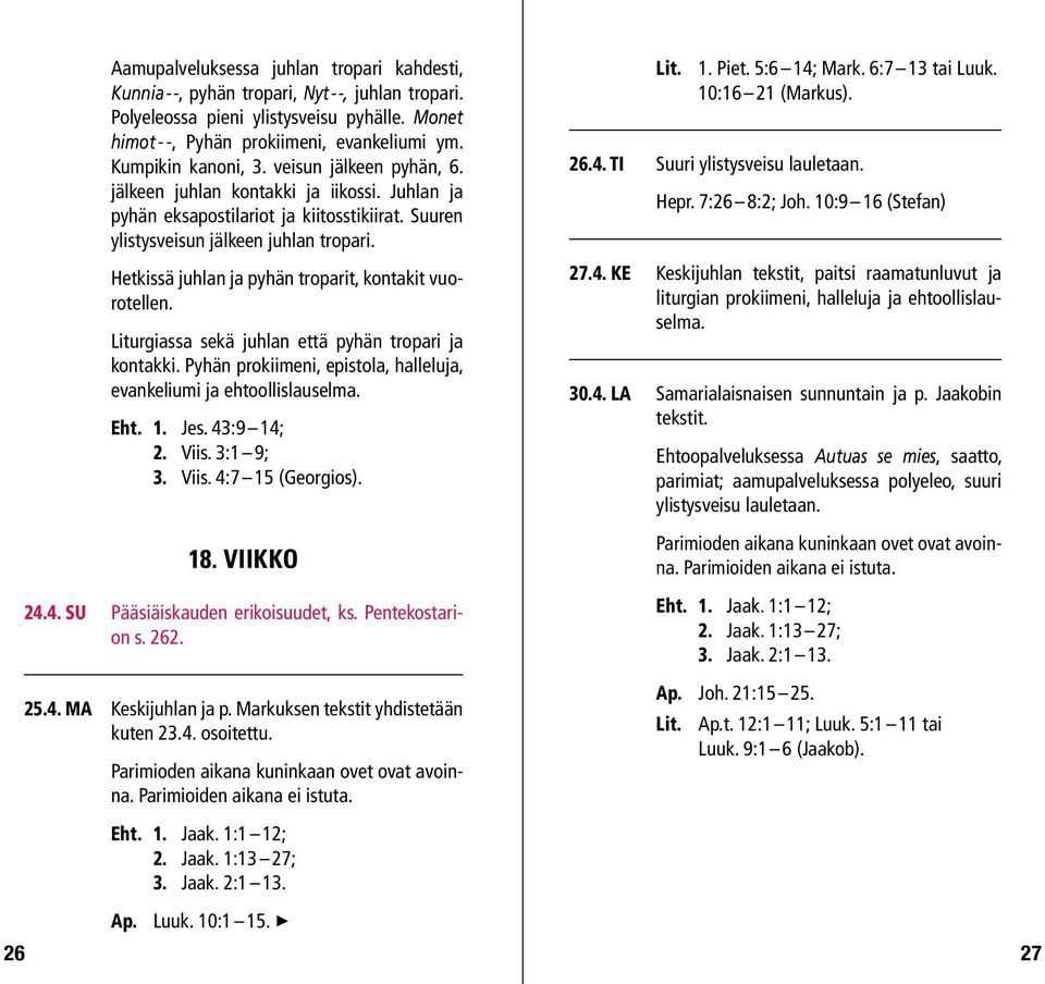 Hetkissä juhlan ja pyhän troparit, kontakit vuorotellen. Liturgiassa sekä juhlan että pyhän tropari ja kontakki. Pyhän prokiimeni, epistola, halleluja, evankeliumi ja ehtoollislauselma. Eht. 1. Jes.