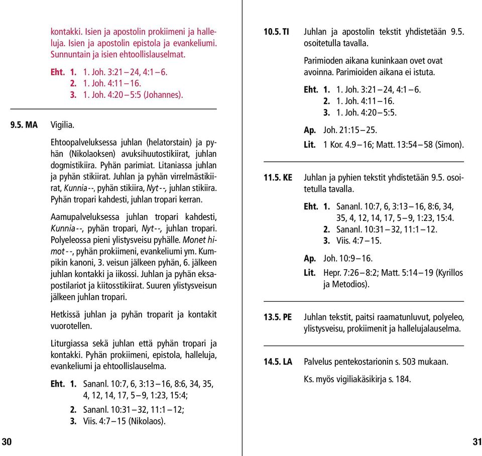 Juhlan ja pyhän virrelmästikiirat, Kunnia - -, pyhän stikiira, Nyt - -, juhlan stikiira. Pyhän tropari kahdesti, juhlan tropari kerran.