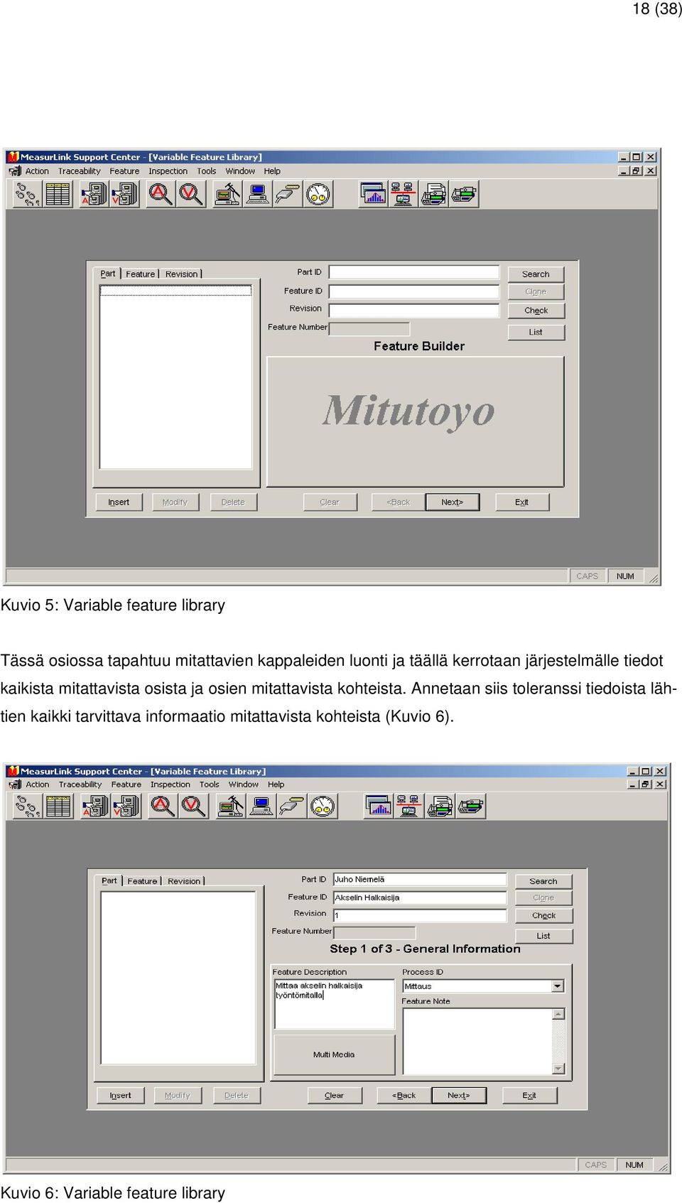 osista ja osien mitattavista kohteista.