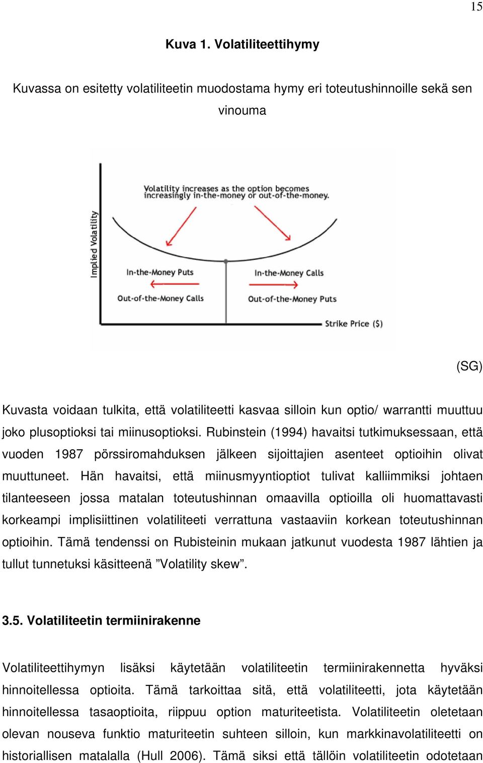 muuttuu joko plusoptioksi tai miinusoptioksi. Rubinstein (1994) havaitsi tutkimuksessaan, että vuoden 1987 pörssiromahduksen jälkeen sijoittajien asenteet optioihin olivat muuttuneet.