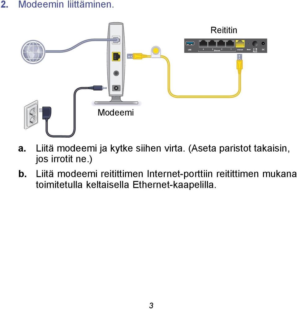 (Aseta paristot takaisin, jos irrotit ne.) b.