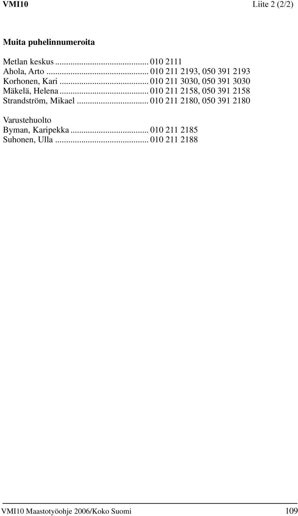 .. 010 211 3030, 050 391 3030 Mäkelä, Helena.