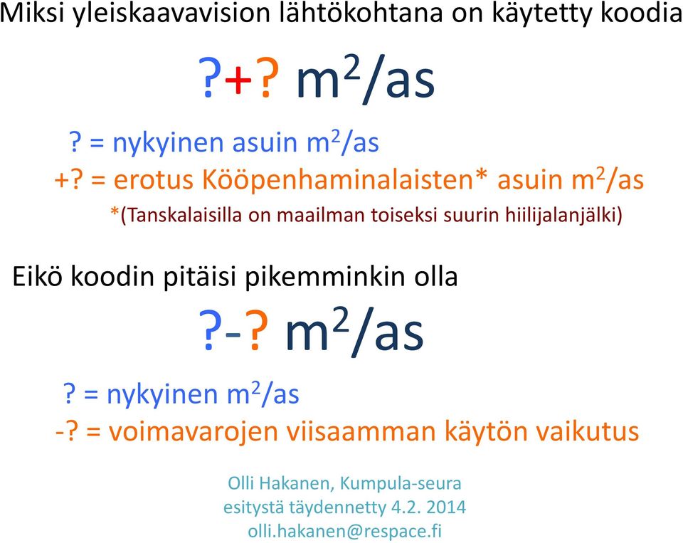 hiilijalanjälki) Eikö koodin pitäisi pikemminkin olla?? m 2 /as? = nykyinen m 2 /as?