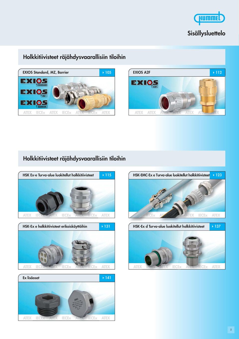 holkkitiivisteet 115 SK-EMC-Ex e Turva-alue luokitellut holkkitiivisteet 123 SK-Ex e