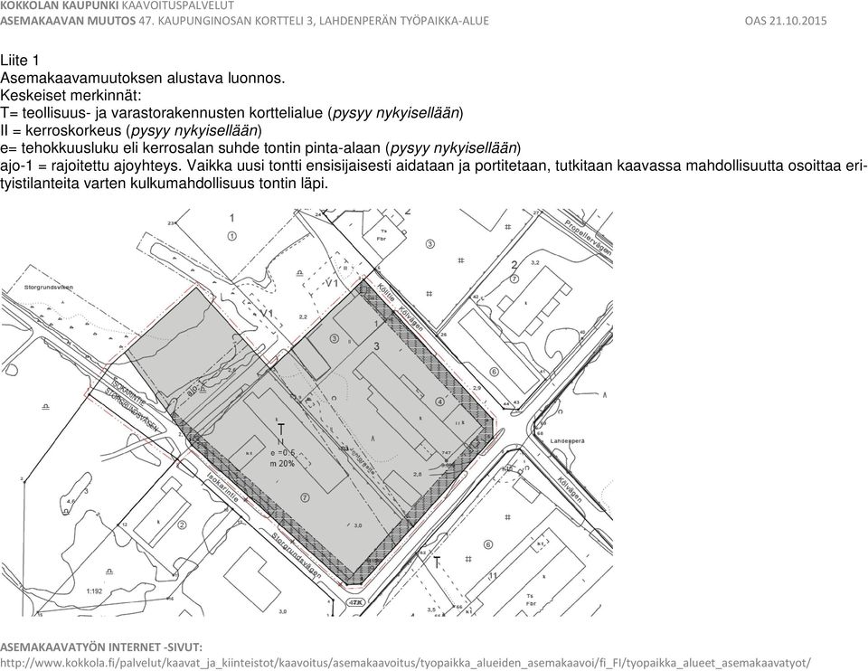 (pysyy nykyisellään) e= tehokkuusluku eli kerrosalan suhde tontin pinta-alaan (pysyy nykyisellään) ajo-1 =