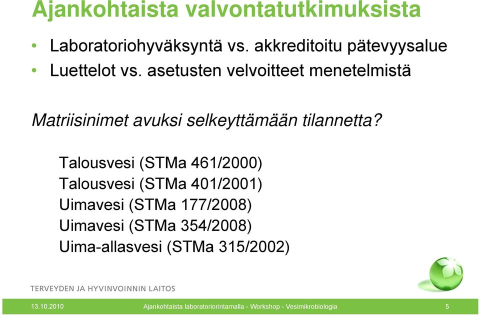 asetusten velvoitteet menetelmistä Matriisinimet avuksi selkeyttämään tilannetta?