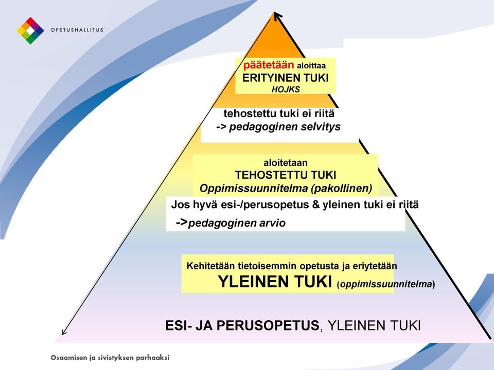 esi-/perusopetus & yleinen tuki ei riitä ->pedagoginen arvio Kehitetään tietoisemmin