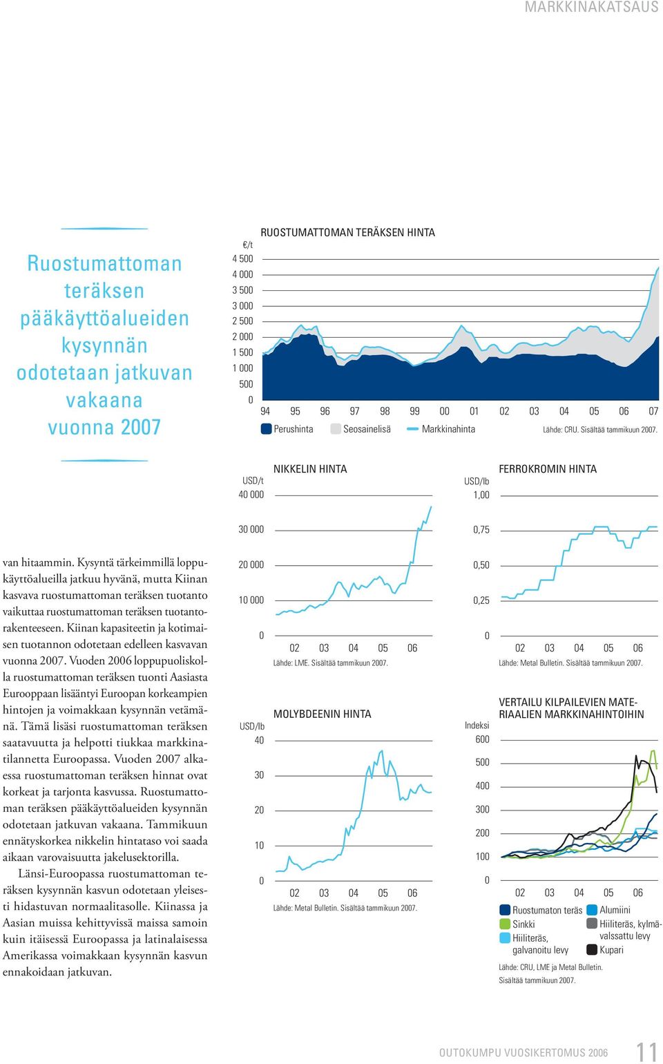 Kysyntä tärkeimmillä loppukäyttöalueilla jatkuu hyvänä, mutta Kiinan kasvava ruostumattoman teräksen tuotanto vaikuttaa ruostumattoman teräksen tuotantorakenteeseen.