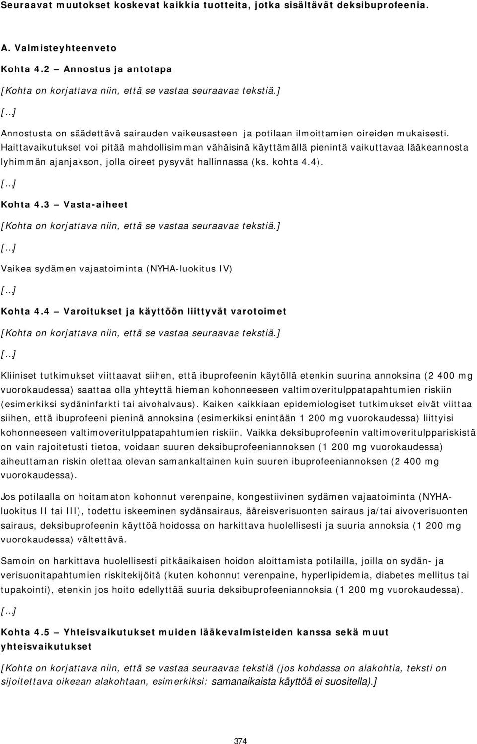 Haittavaikutukset voi pitää mahdollisimman vähäisinä käyttämällä pienintä vaikuttavaa lääkeannosta lyhimmän ajanjakson, jolla oireet pysyvät hallinnassa (ks. kohta 4.4). Kohta 4.