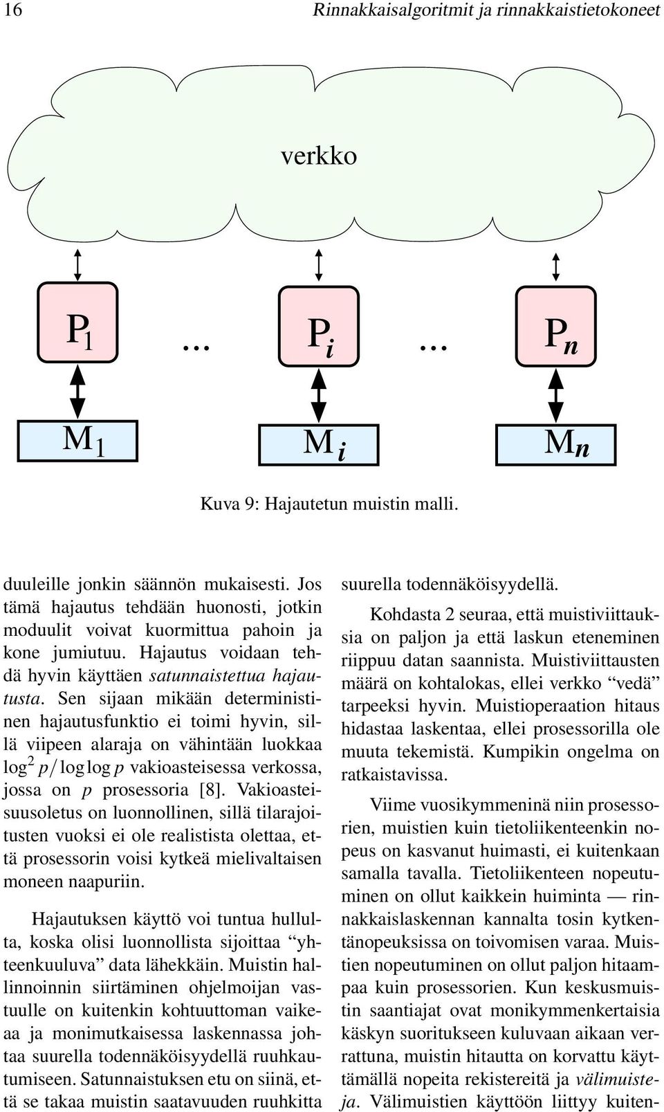 Sen sijaan mikään deterministinen hajautusfunktio ei toimi hyvin, sillä viipeen alaraja on vähintään luokkaa log 2 p/loglog p vakioasteisessa verkossa, jossa on p prosessoria [8].