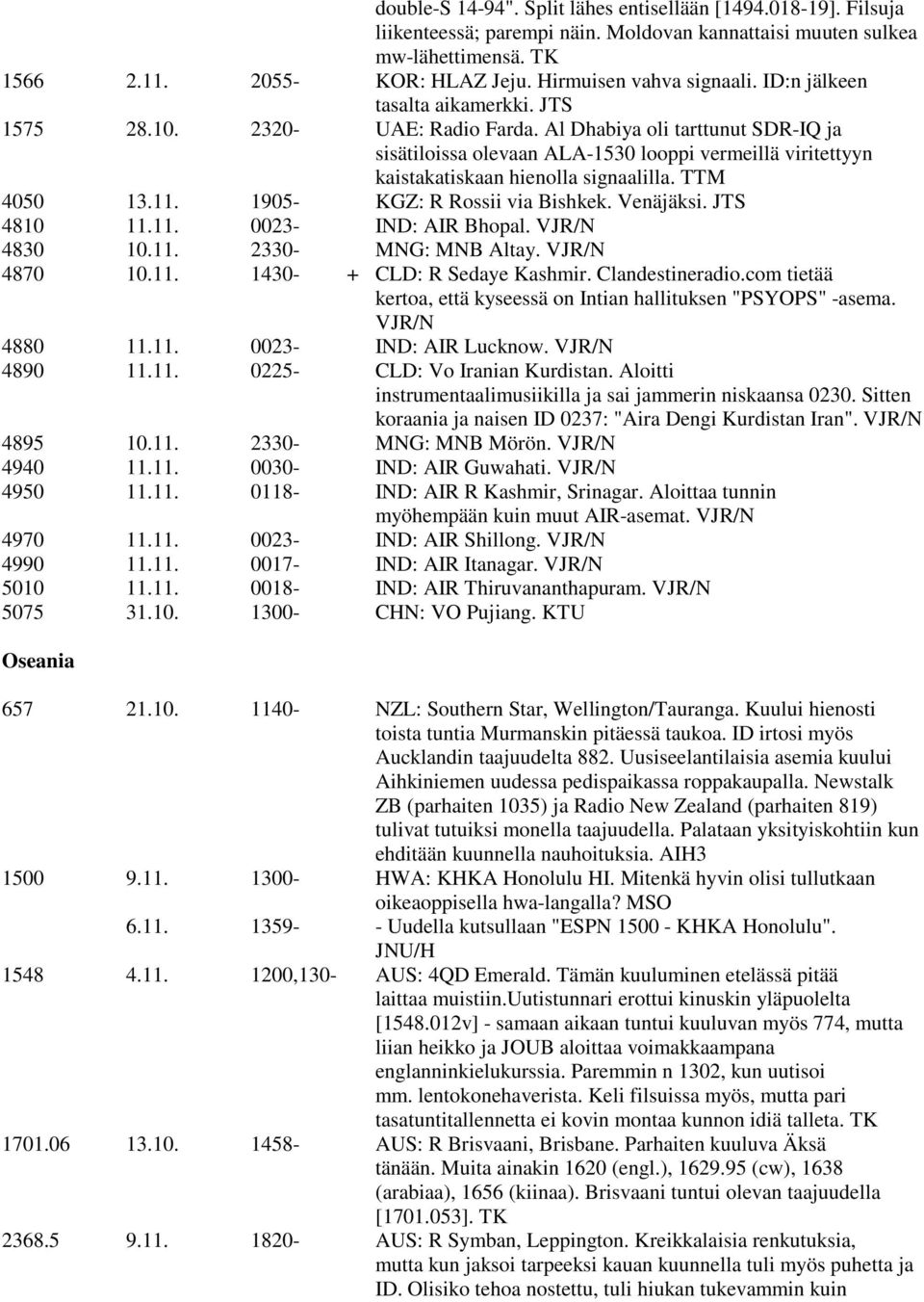 Al Dhabiya oli tarttunut SDR-IQ ja sisätiloissa olevaan ALA-1530 looppi vermeillä viritettyyn kaistakatiskaan hienolla signaalilla. TTM 4050 13.11. 1905- KGZ: R Rossii via Bishkek. Venäjäksi.