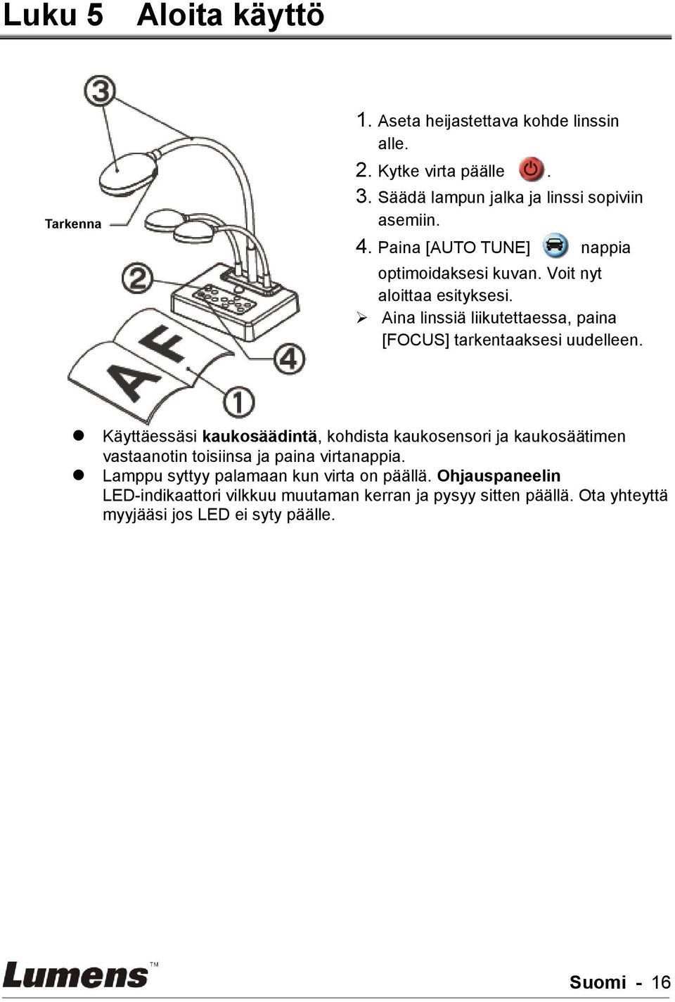 Aina linssiä liikutettaessa, paina [FOCUS] tarkentaaksesi uudelleen.