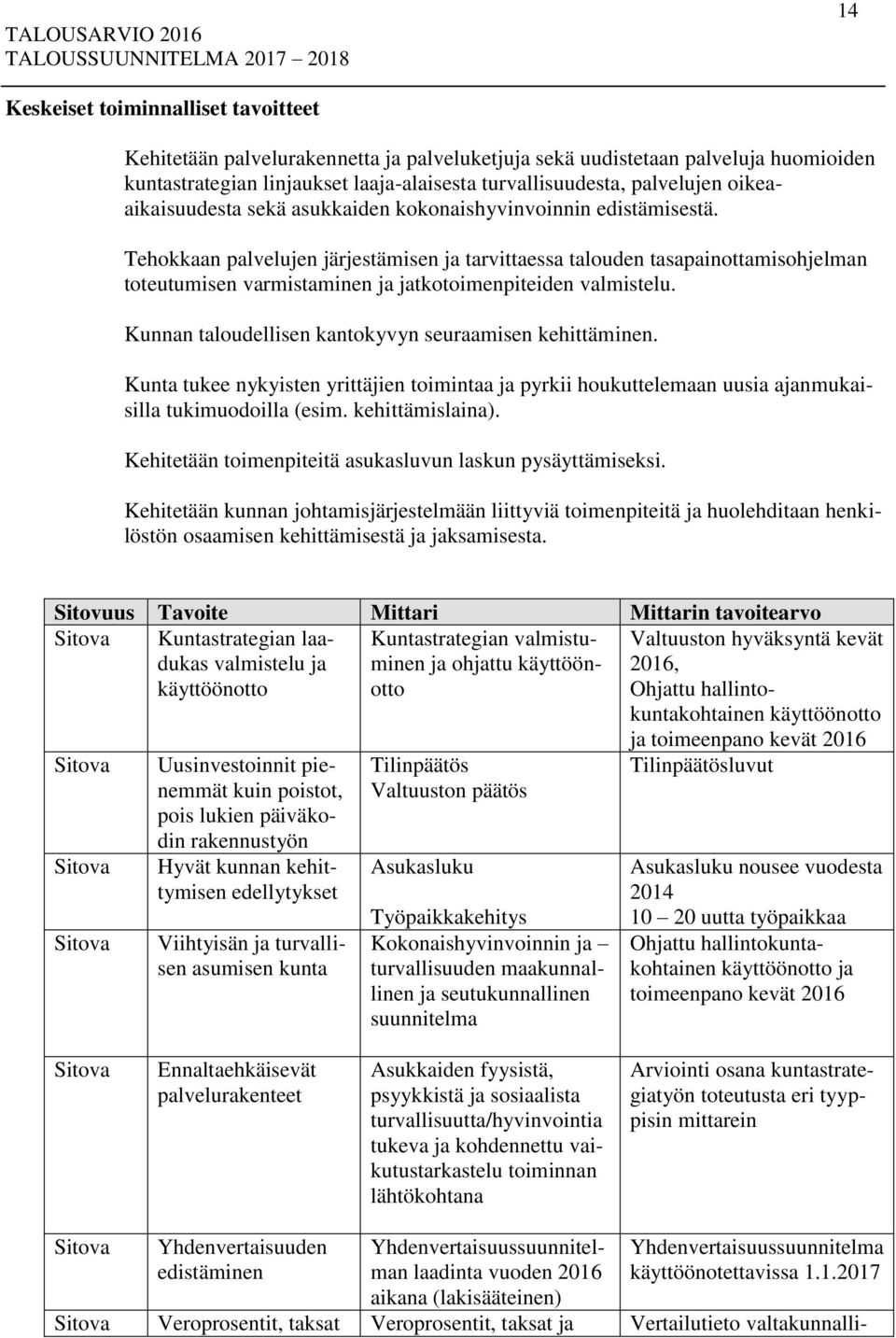 Tehokkaan palvelujen järjestämisen ja tarvittaessa talouden tasapainottamisohjelman toteutumisen varmistaminen ja jatkotoimenpiteiden valmistelu.