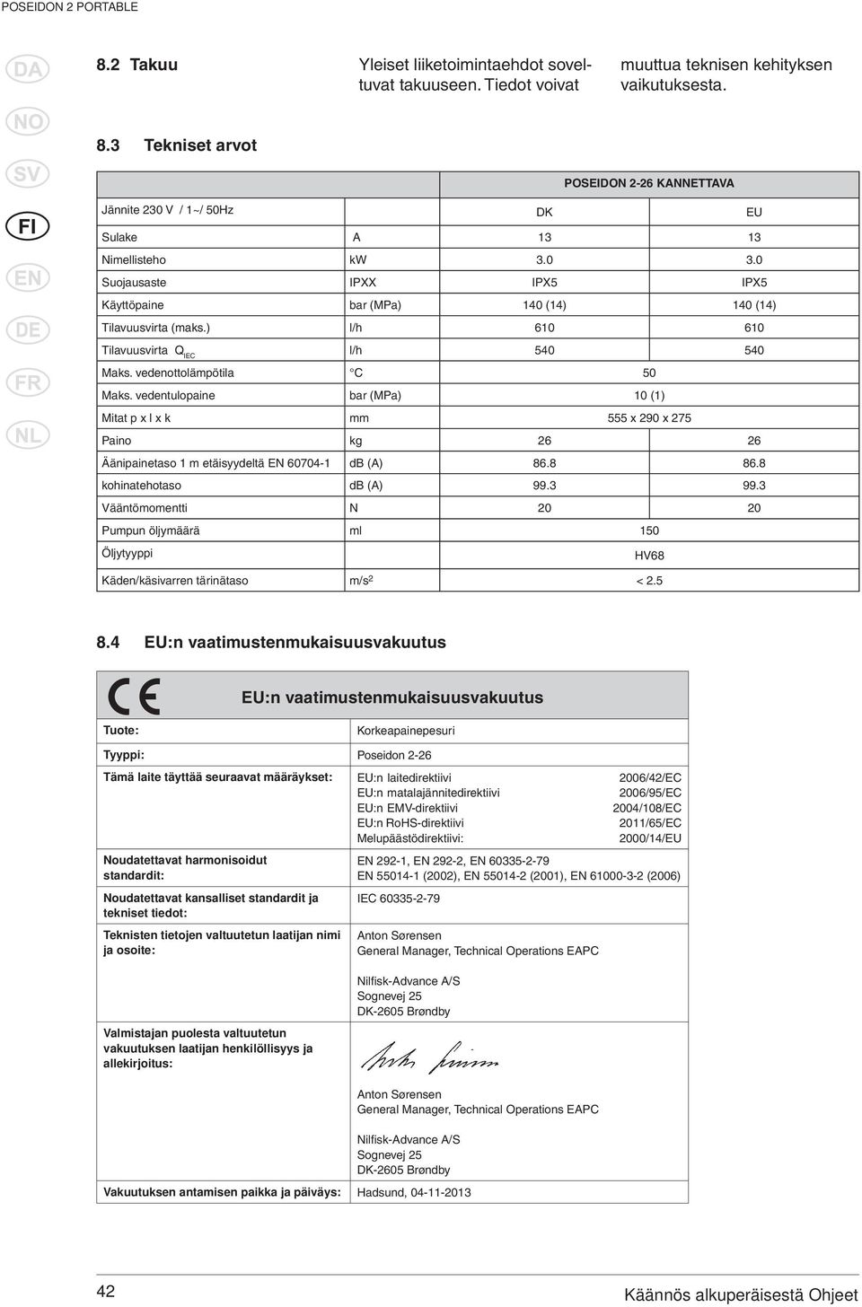 ) l/h 610 610 Tilavuusvirta Q IEC l/h 540 540 Maks. vedenottolämpötila C 50 Maks.